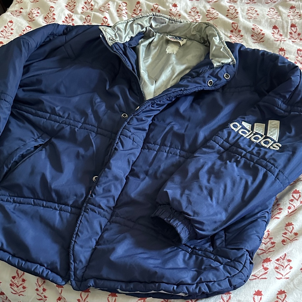 Adidas Men's vintage Navy and Gray Puffer Jacket